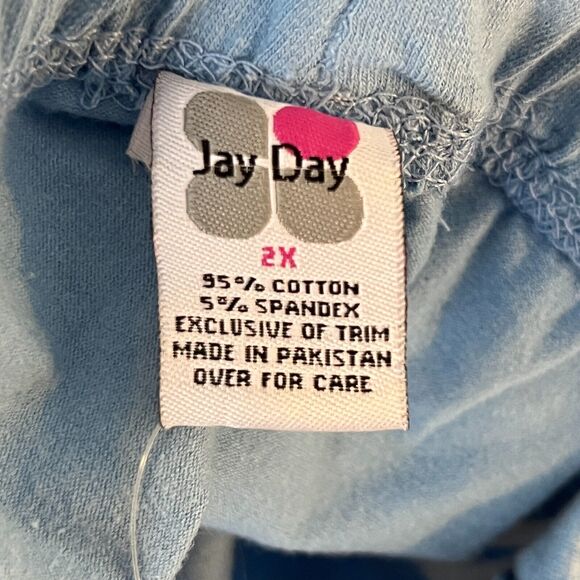 Jay Day Womens Activewear Set 2X Blue Zip Up Jacket Elastic Waist Cropped Pants - Picture 12 of 13